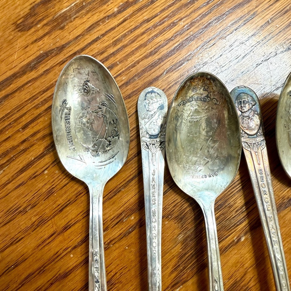 Vintage Silver Plate Collectible U.S. Presidents Spoons Set of 6 - Picture 4 of 8